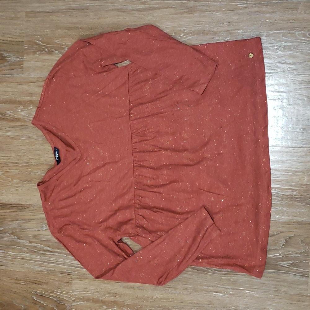 (M) Thalassa French Fashion Long Sleeved Top Metallic Empire Waist Casual Soft